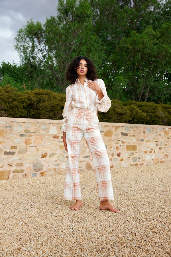 HARPER PANT in Peony + Antique Plaid from Aston Studio