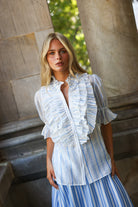 LEONIE BLOUSE in Sky Antique Stripe from Aston Studio