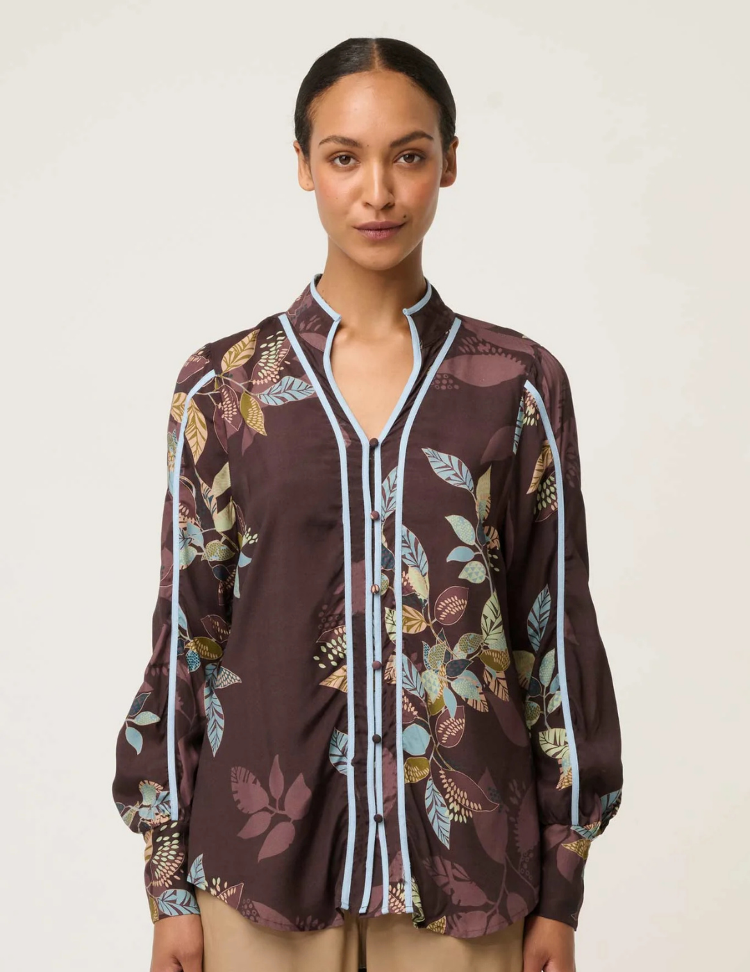 ASHER VISCOSE FAILLE SHIRT in Ember Vines by OnceWas
