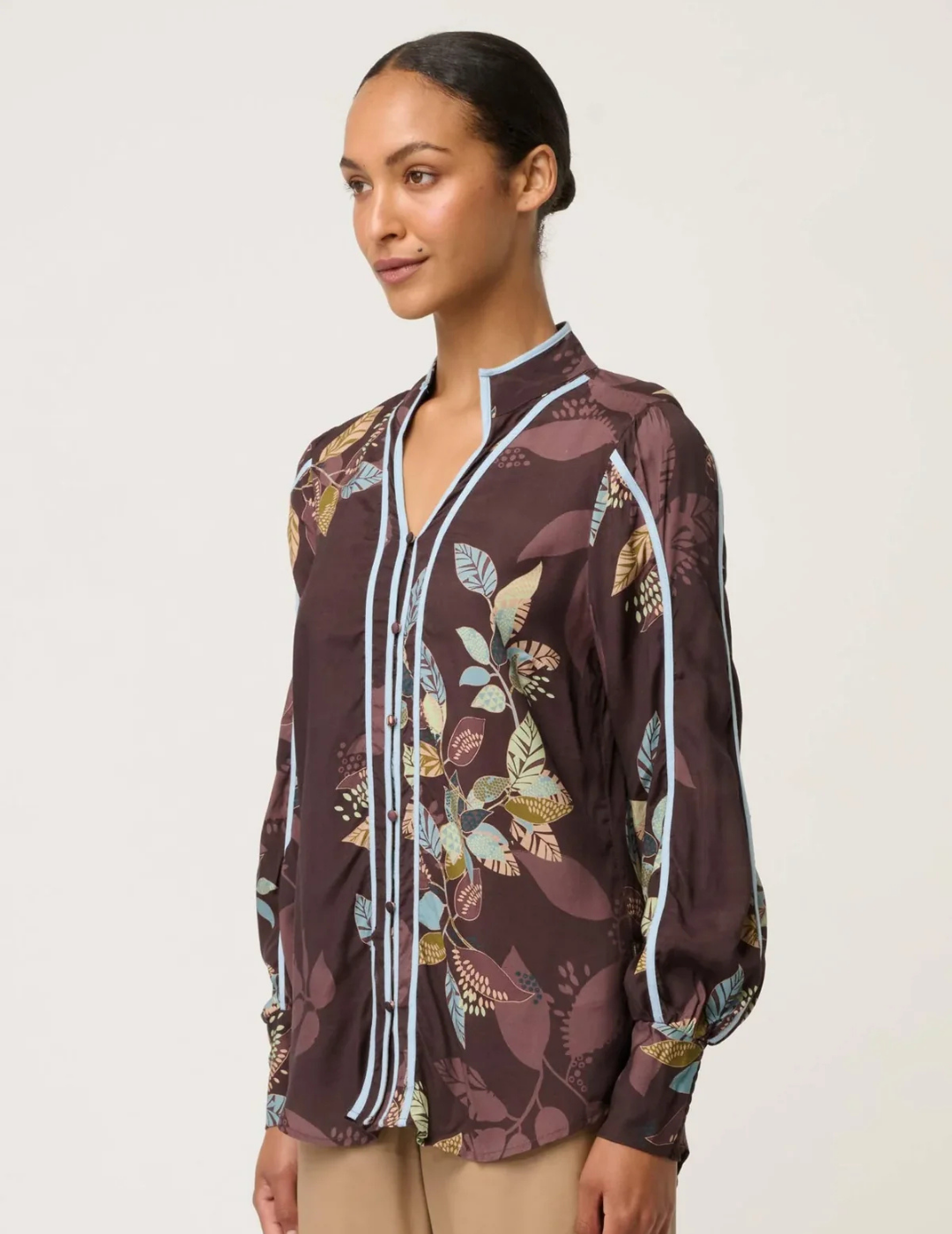 ASHER VISCOSE FAILLE SHIRT in Ember Vines by OnceWas