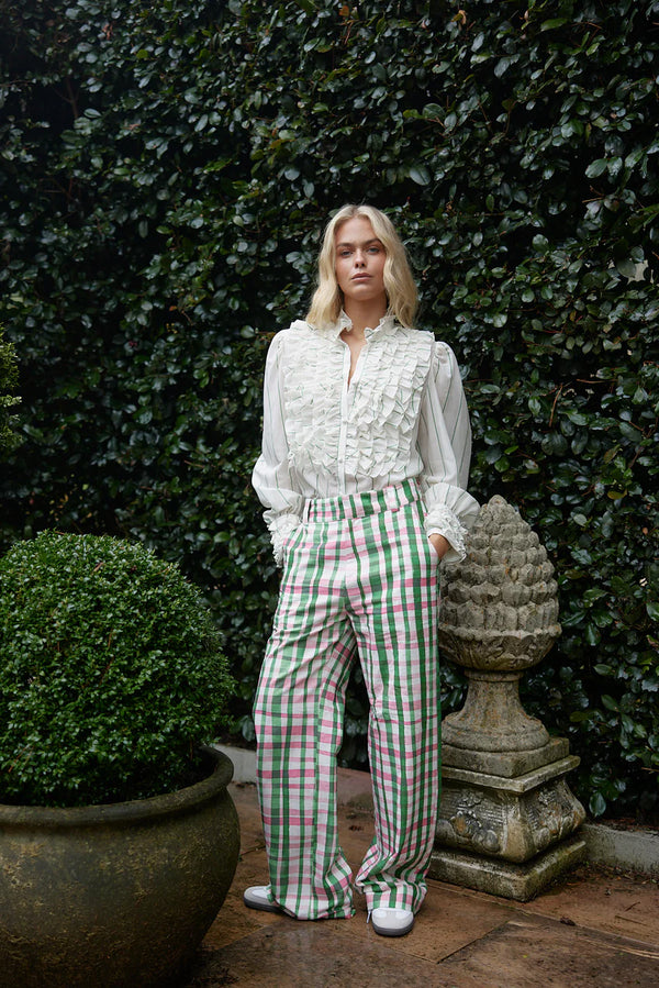 VERA BLOUSE in Whisper + Forest from Aston Studio