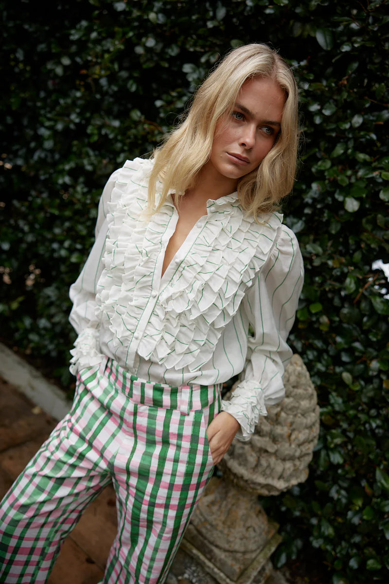 VERA BLOUSE in Whisper + Forest from Aston Studio