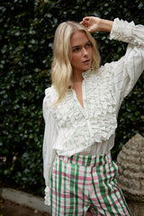 VERA BLOUSE in Whisper + Forest from Aston Studio