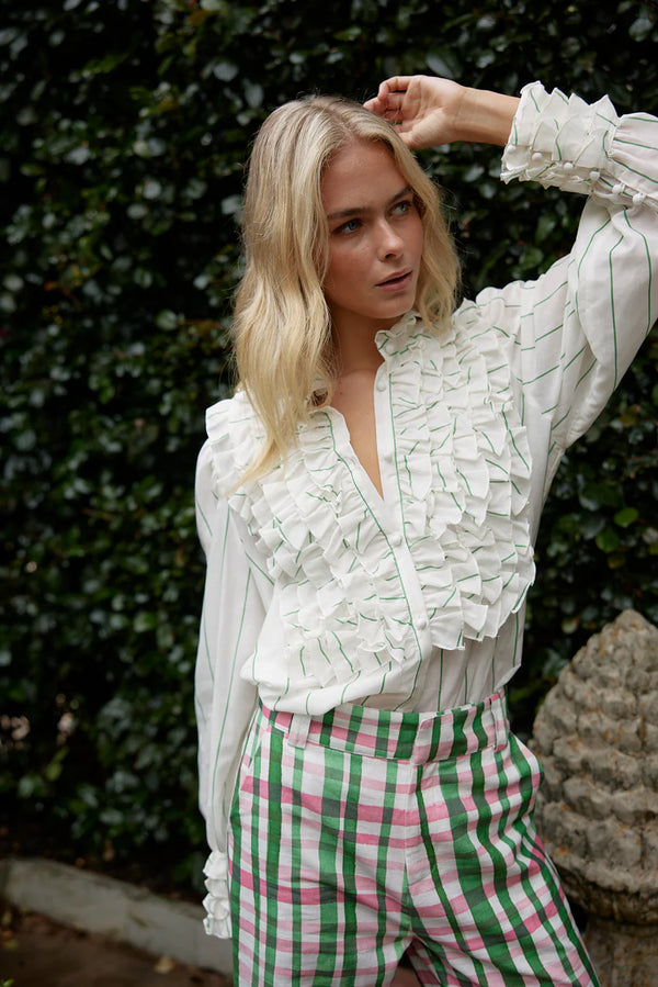 VERA BLOUSE in Whisper + Forest from Aston Studio