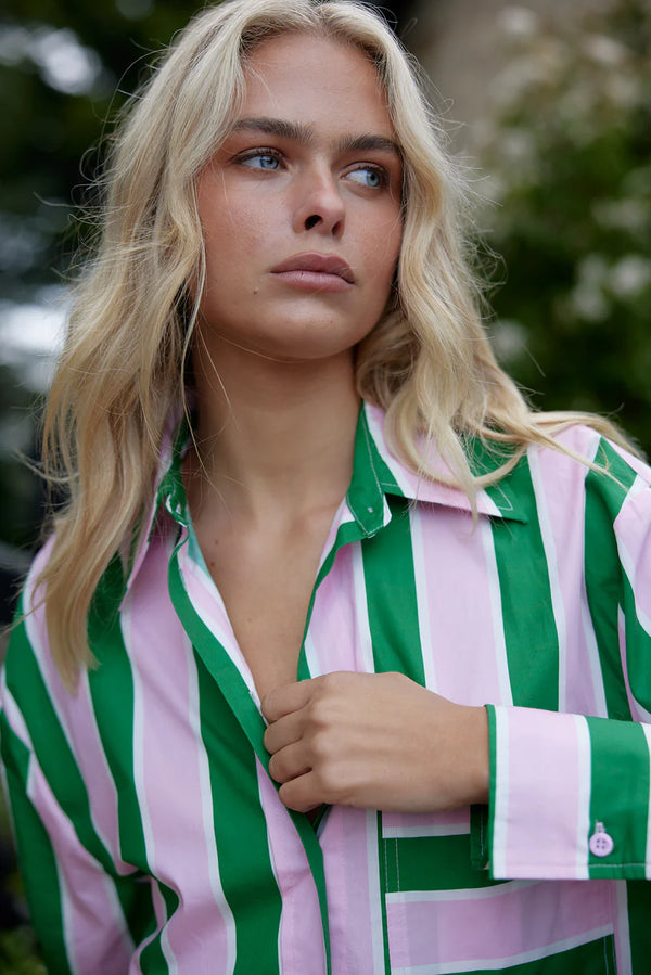 BUDDY SHIRT in Baby + Forest Stripe from Aston Studio