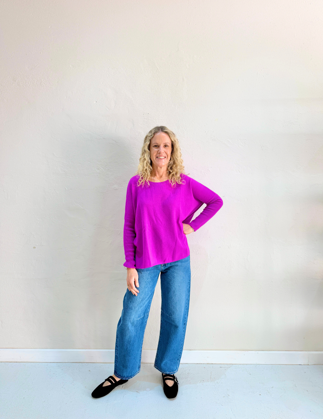 ASTRID CASHMERE KNIT TOP in Purple Neon by Absolut Cashmere