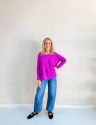 ASTRID CASHMERE KNIT TOP in Purple Neon by Absolut Cashmere