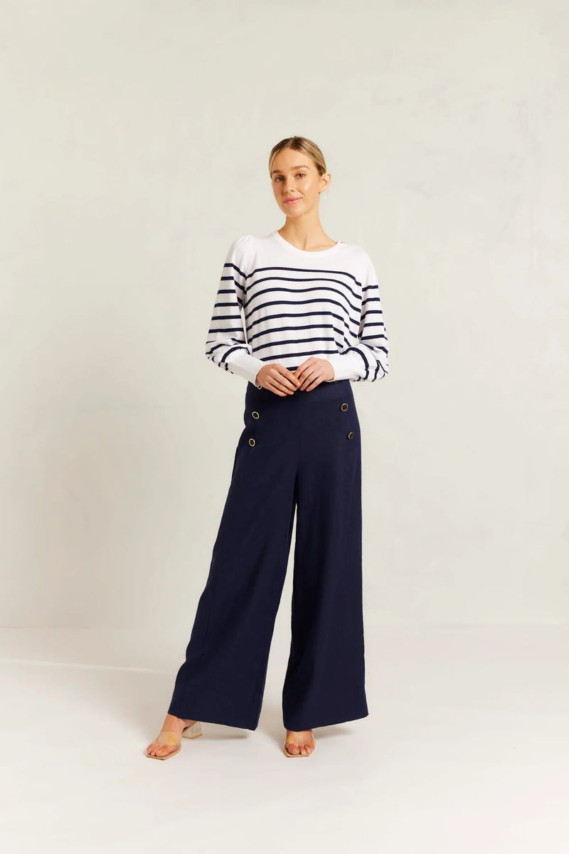 Alessandra ATLAS LINEN PANT in NAVY,