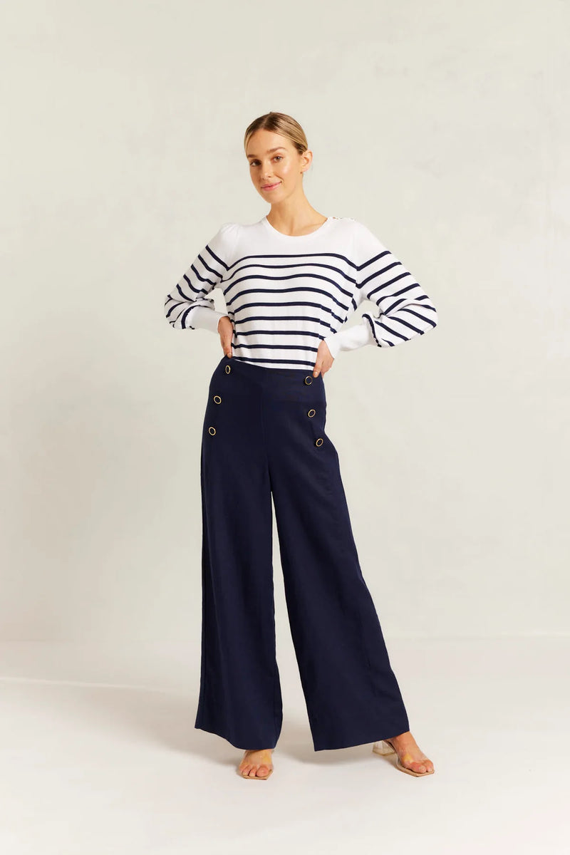 Alessandra ATLAS LINEN PANT in NAVY