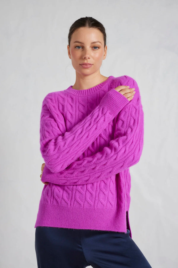 Alessandra Cameron cashmere knit sweater in Prince fuchsia  pink available from darling and domain 