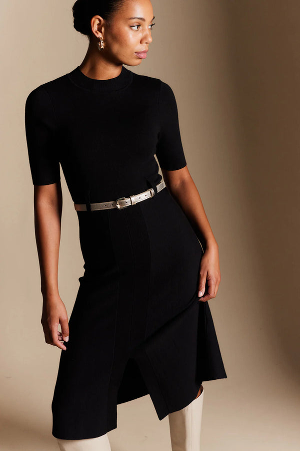 Alessandra PARKER CREPE KNIT DRESS in Black