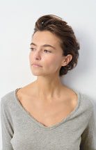 SON02BG LONG SLEEVE V NECK TEE | Heather Grey - Darling & Domain