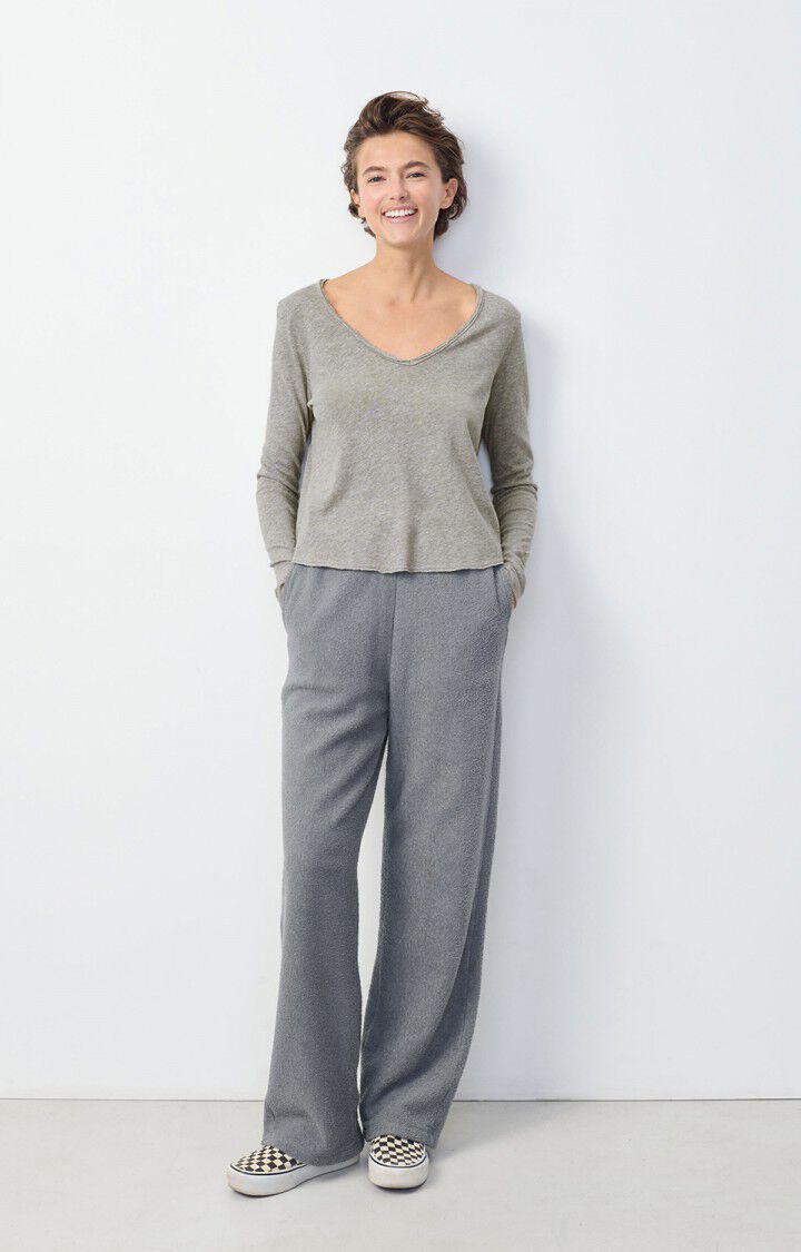 SON02BG LONG SLEEVE V NECK TEE | Heather Grey - Darling & Domain