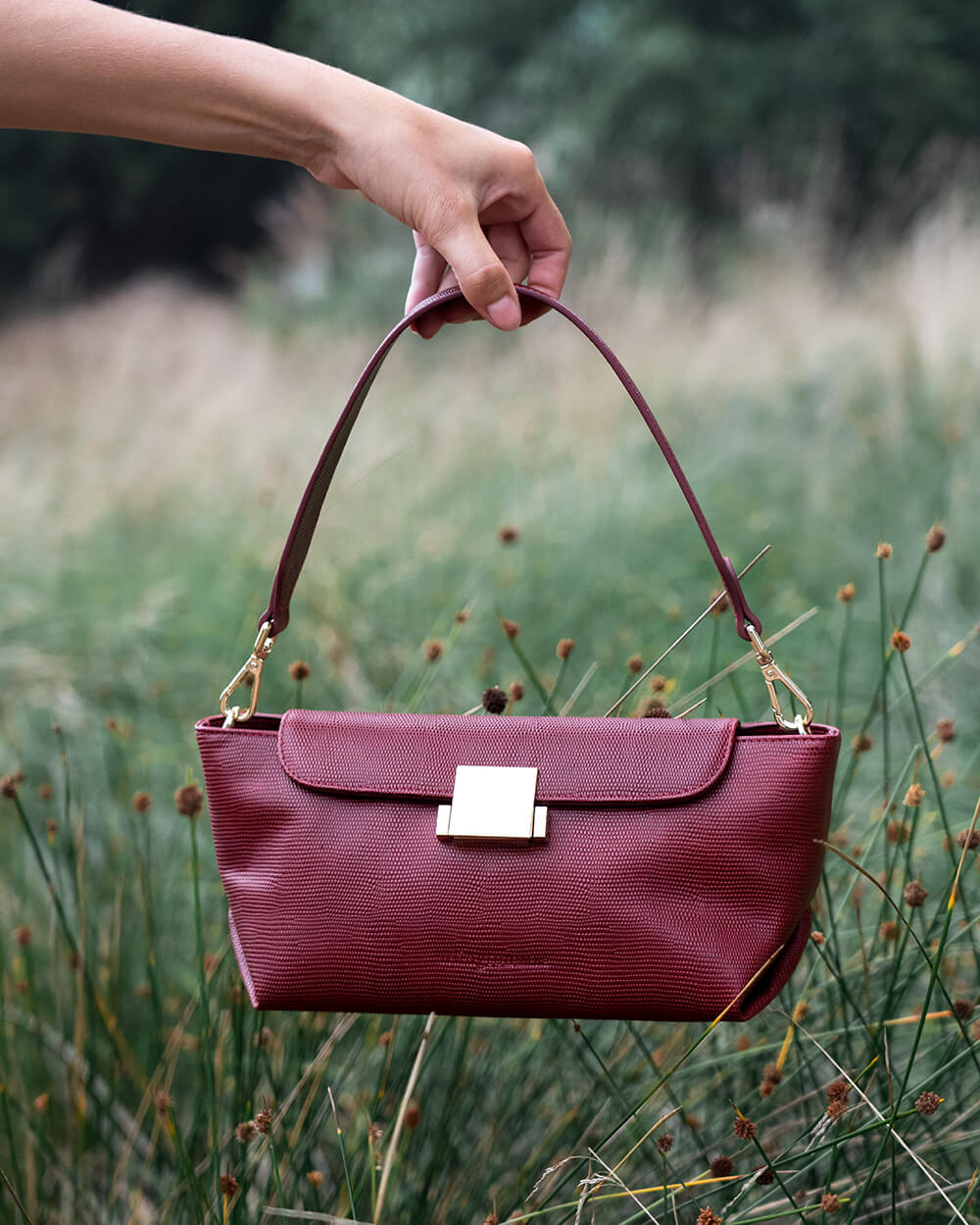 AURORA BAG in Garnet Lizard by Arlingtone Milne