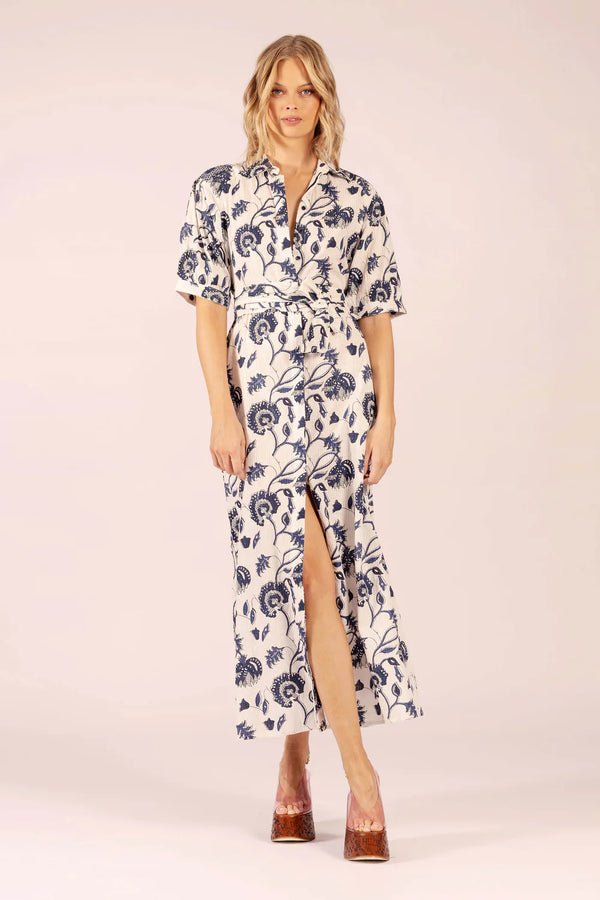 STEVIE LONG DRESS in Capri Navy Cotton from Lola Australia