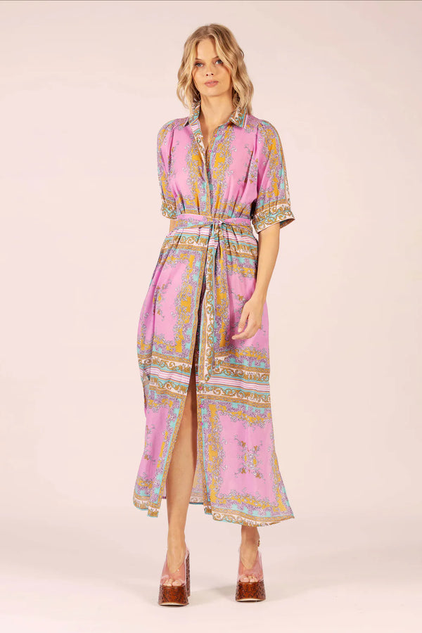 STEVIE MAXI DRESS in Aria Pink Blue from Lola Australia