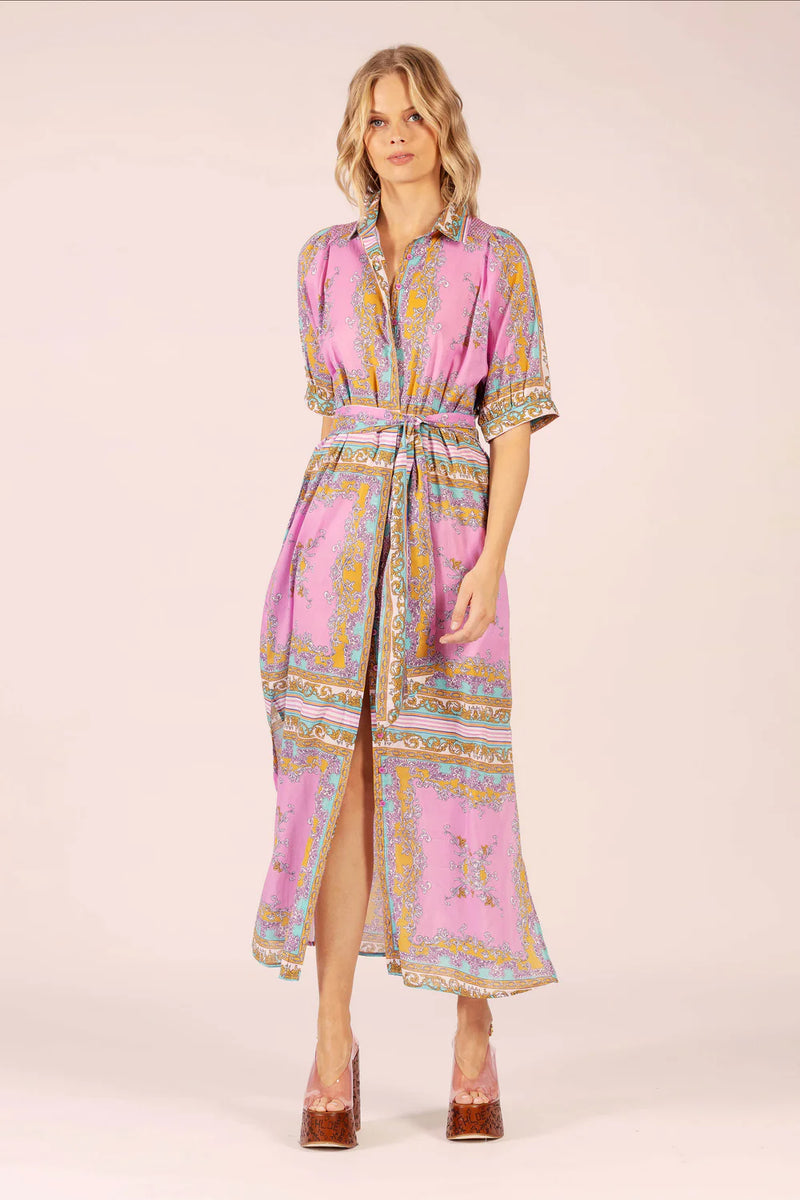 STEVIE MAXI DRESS in Aria Pink Blue from Lola Australia