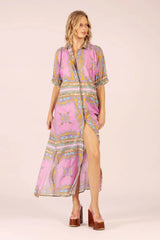 STEVIE MAXI DRESS in Aria Pink Blue from Lola Australia
