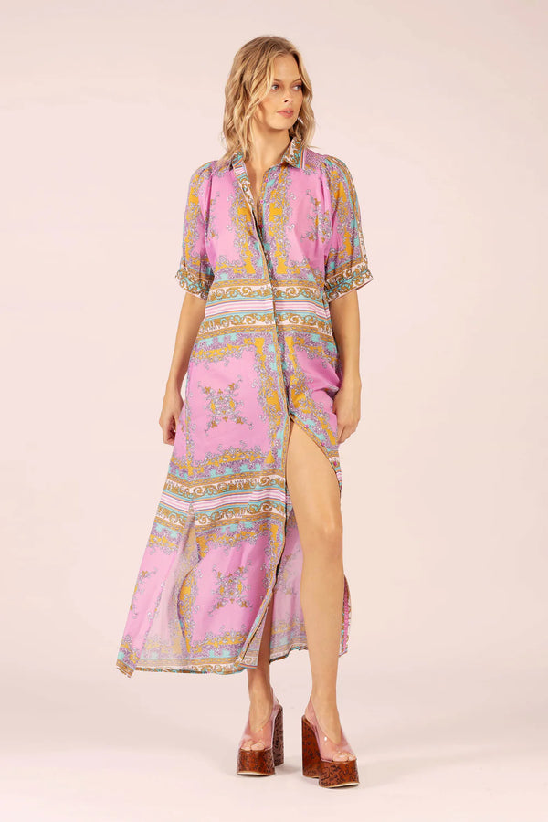 STEVIE MAXI DRESS in Aria Pink Blue from Lola Australia