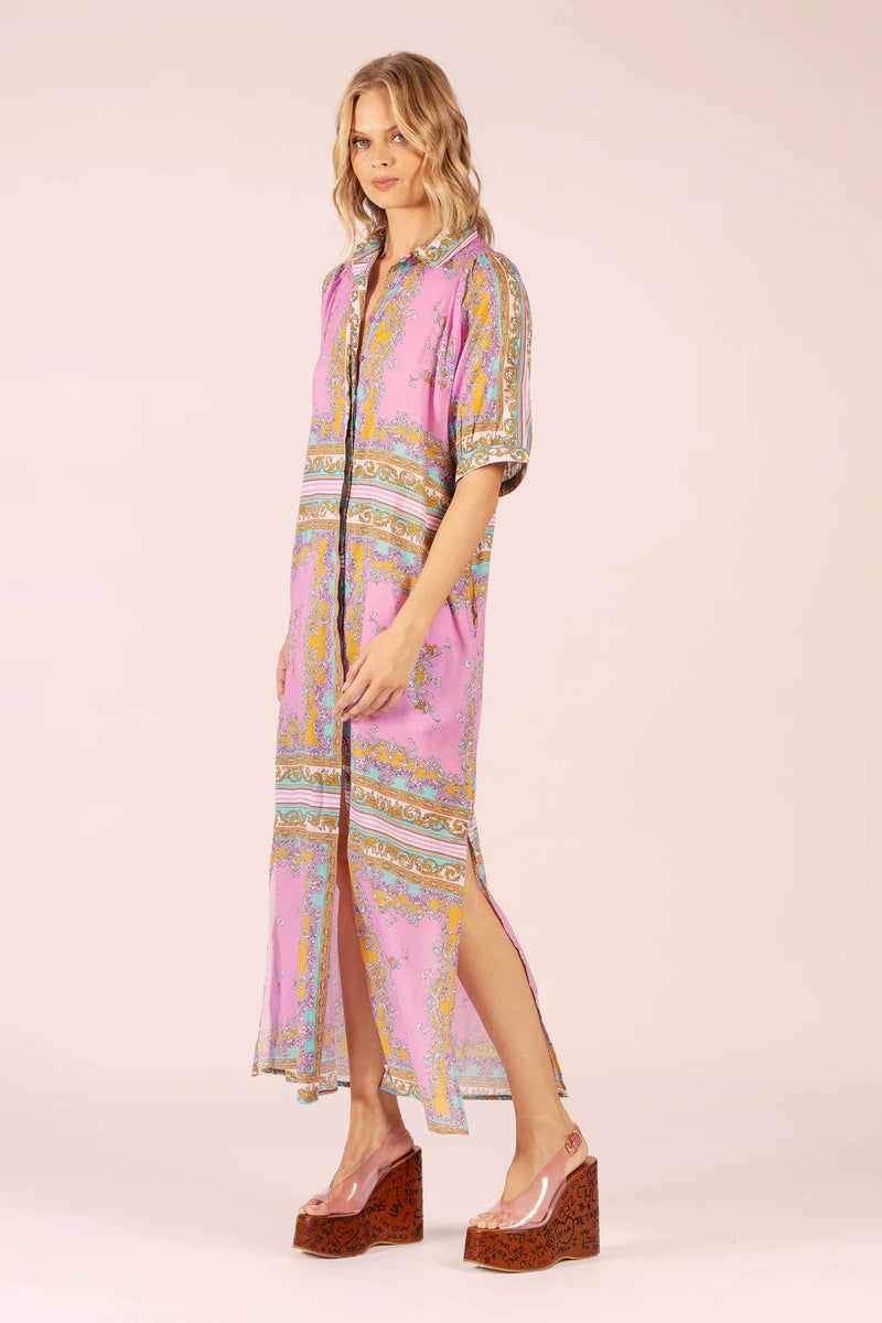 STEVIE MAXI DRESS in Aria Pink Blue from Lola Australia
