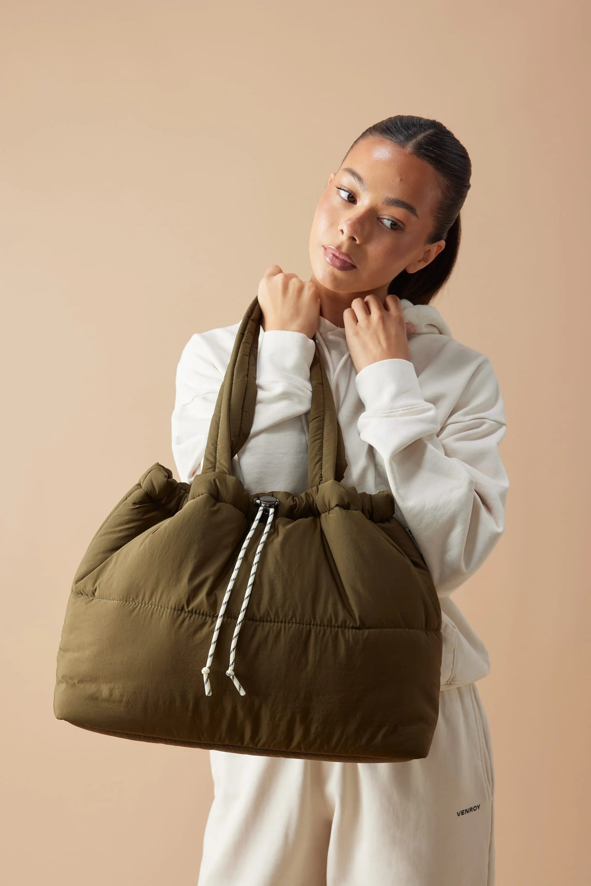 SCRUNCH BASE in Khaki + Cream by Base Suppl
