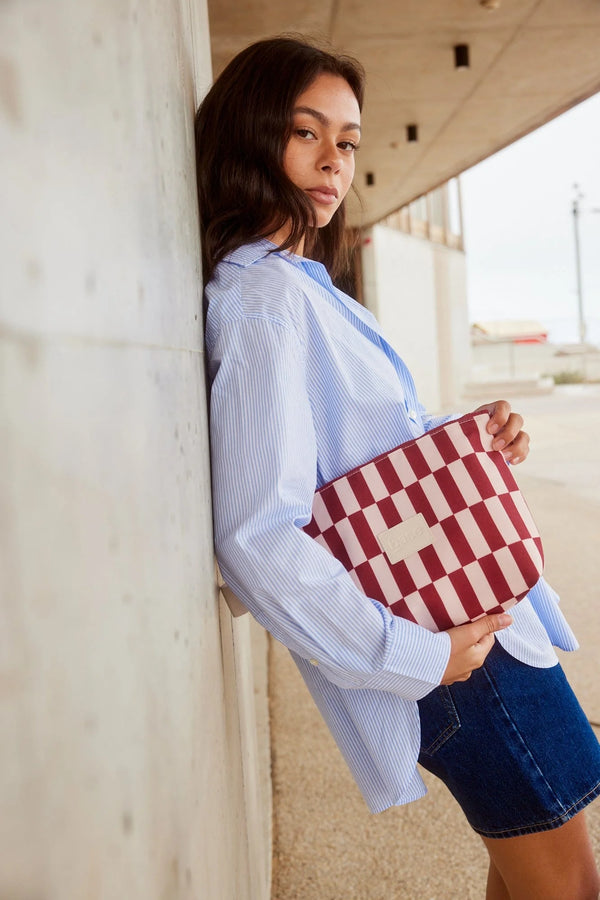 WET BASE COAST LARGE in Burgundy + Peony Check by Base Supply