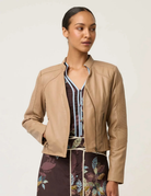 BLAIRE LEATHER HERRINGBONE STITCH JACKET in Wheat by OnceWas