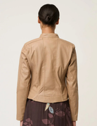 BLAIRE LEATHER HERRINGBONE STITCH JACKET in Wheat by OnceWas