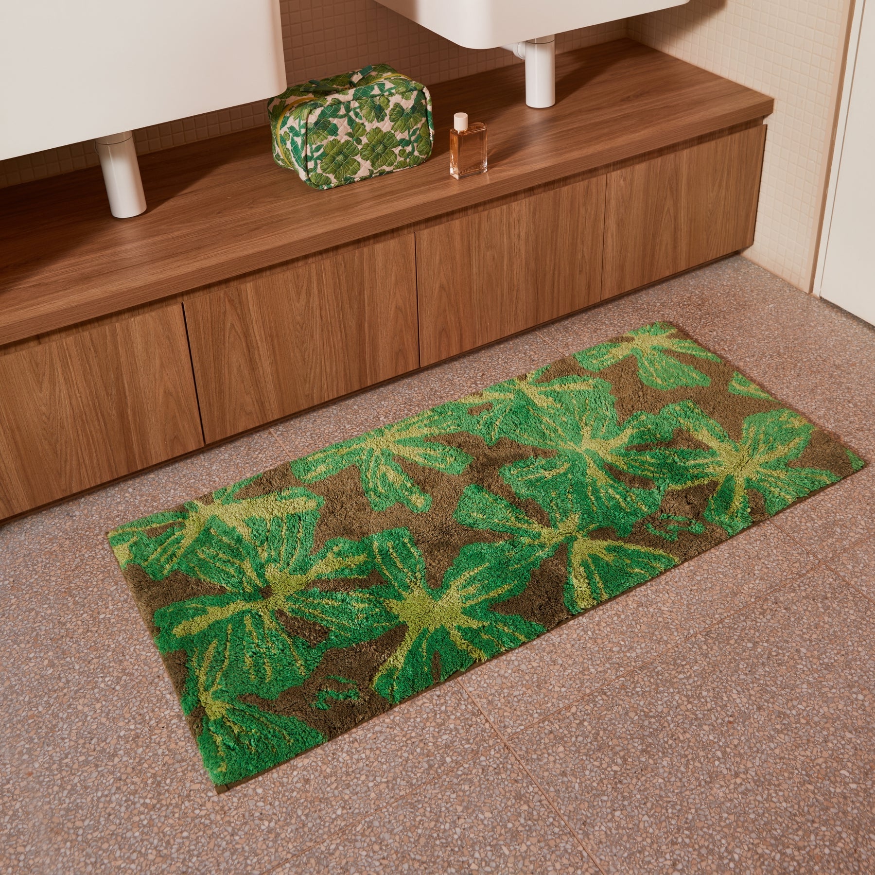 Stripe Reversible Khaki Bath Mat
