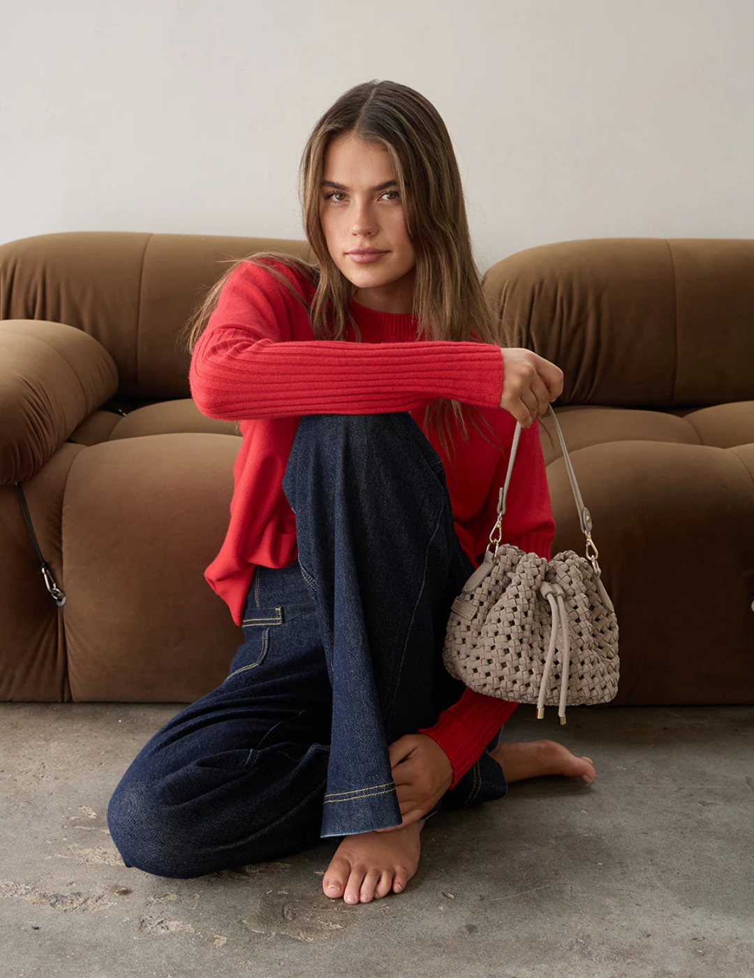 BOX WEAVE BUCKET BAG in Fawn by Elms + King