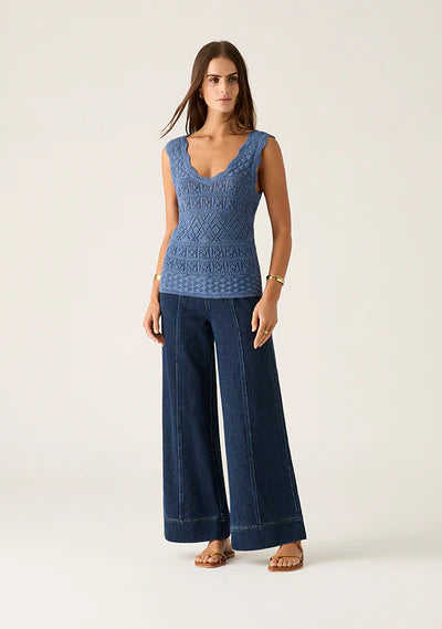 Mos The Label Bruna knit tank top in harbour blue