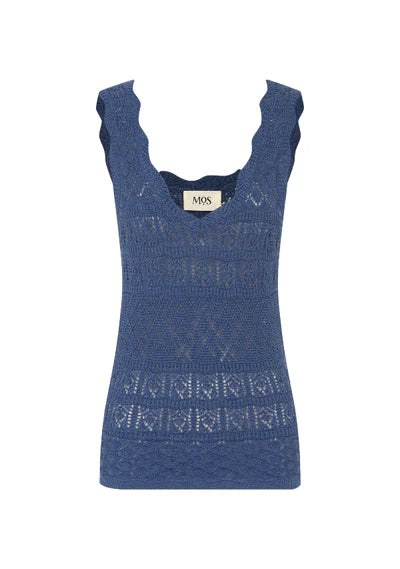 Mos The Label Bruna knit tank top in harbour blue