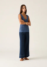 Mos The Label Bruna knit tank top in harbour blue