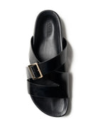 BUCKLE STRAP SLIDE in Black by La Tribe