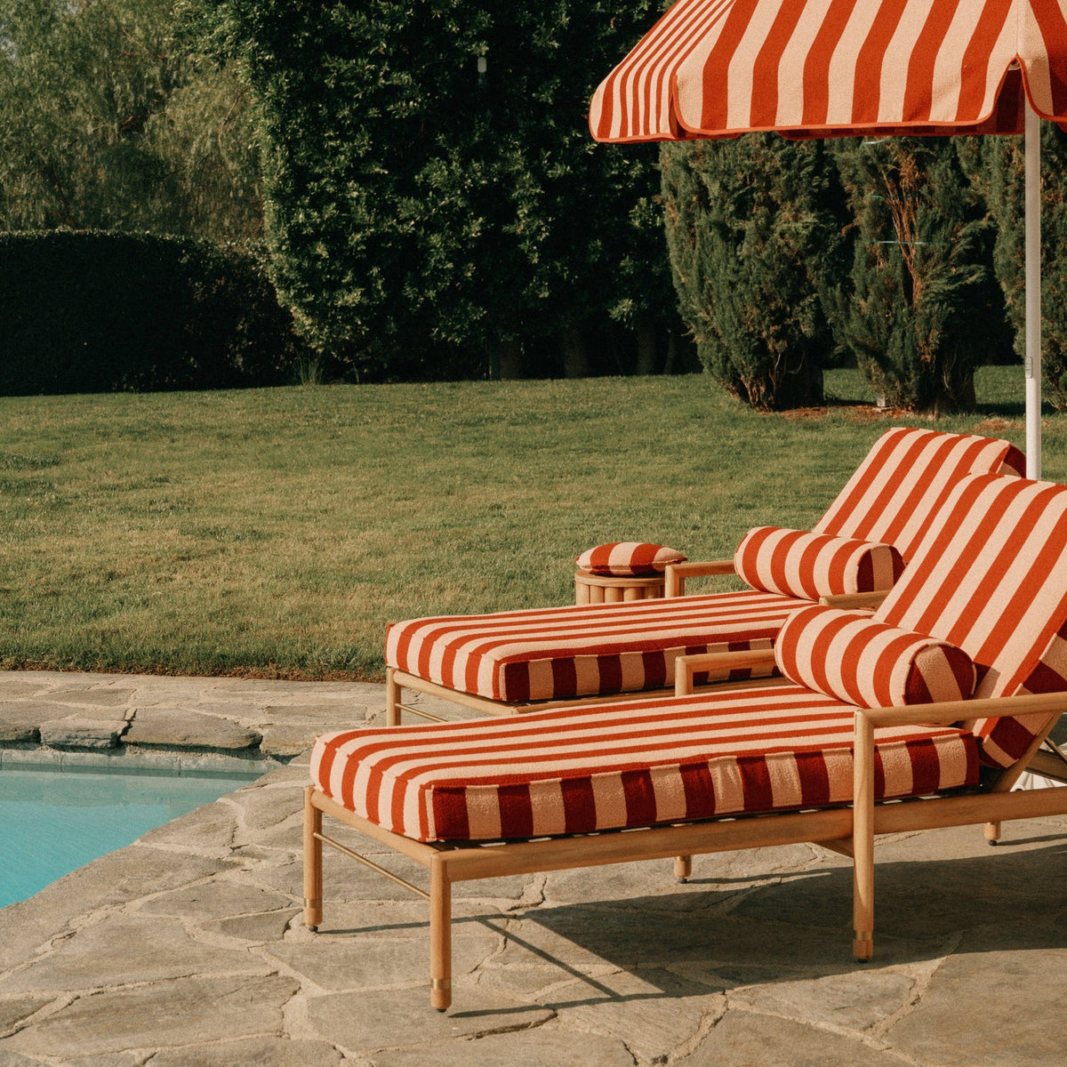 THE BOLSTER PILLOW in Terry Terracotta Stripe by Business & Pleasure