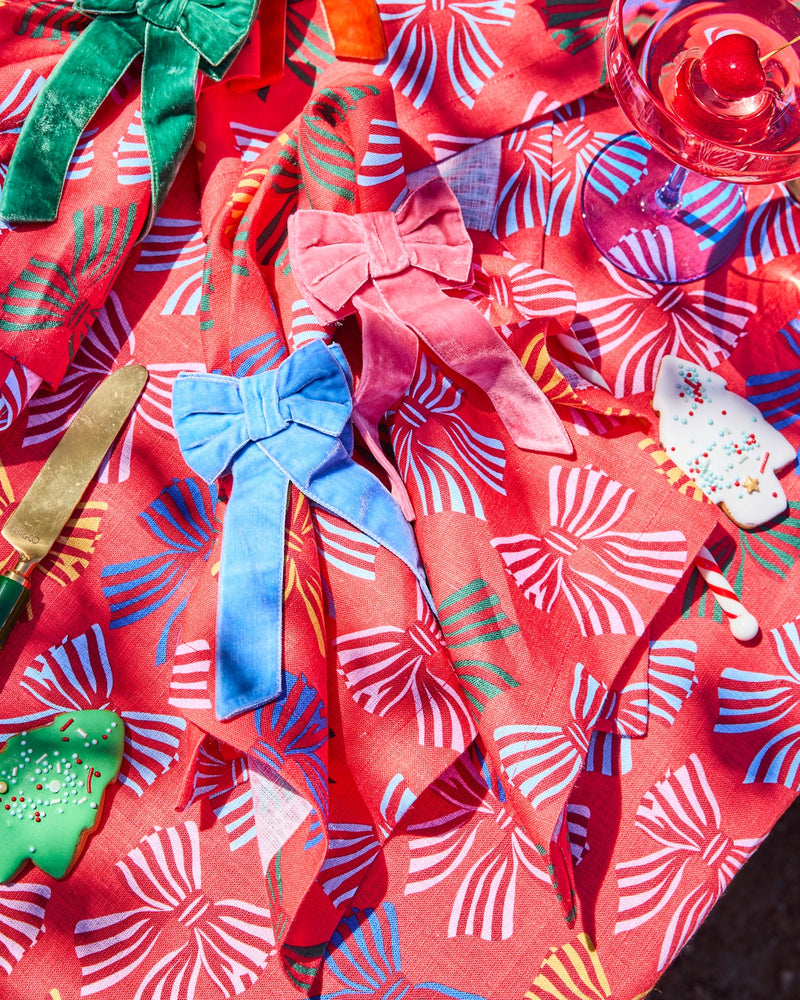 BOWS OF JOY VELVET NAPKIN HOLDER | 4P SET
