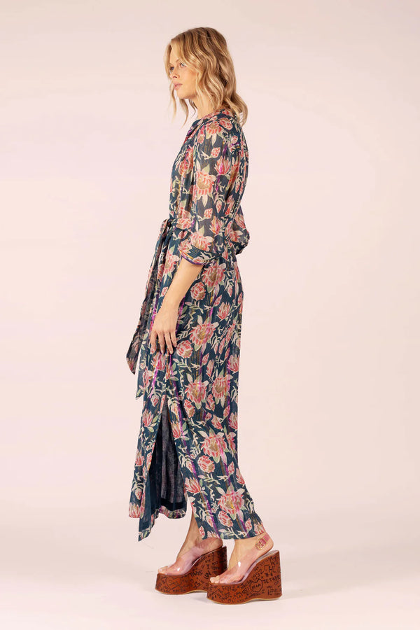 MARY COTTON + LUREX MAXI DRESS in Saint Teal from Lola Australia