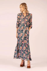 MARY COTTON + LUREX MAXI DRESS in Saint Teal from Lola Australia