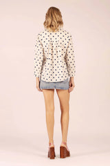TEXAS SHIRT in Pola Dot White + Navy from Lola Australia