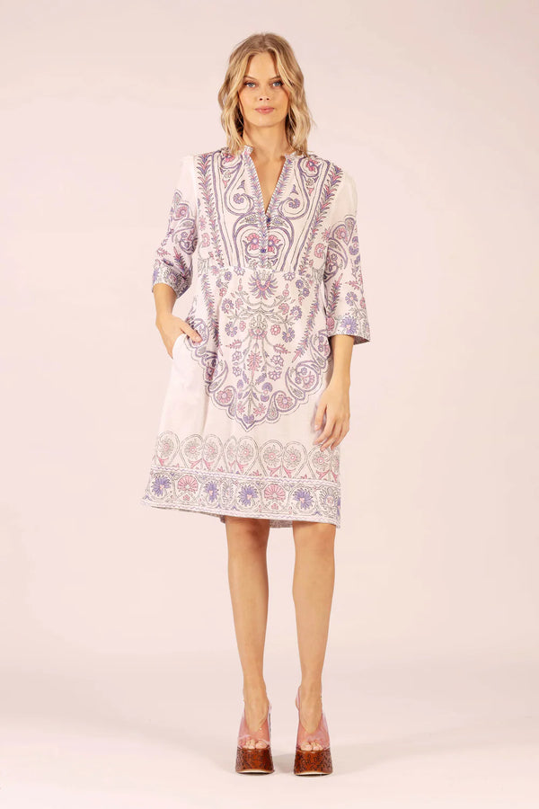 MARY MIDI DRESS in Hindi White Cotton from Lola Australia