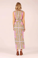 STELLA COTTON MAXI DRESS in Aria Pink Blue from Lola Australia