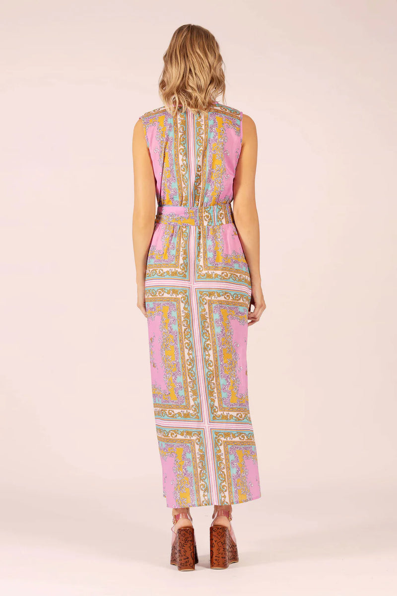 STELLA COTTON MAXI DRESS in Aria Pink Blue from Lola Australia