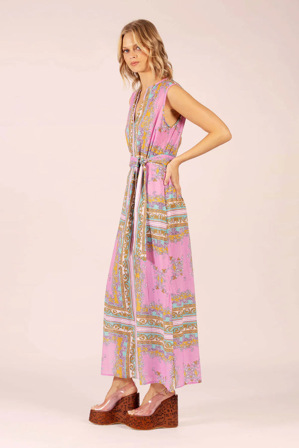 STELLA COTTON MAXI DRESS in Aria Pink Blue from Lola Australia