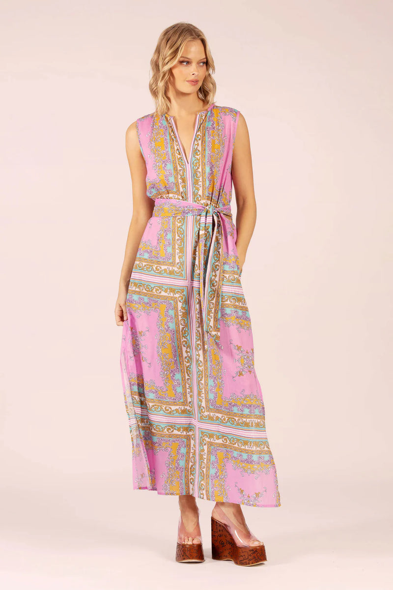 STELLA COTTON MAXI DRESS in Aria Pink Blue from Lola Australia