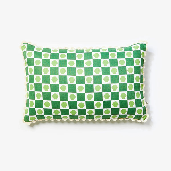 SHELL CHECK CUSHION 60x40cm in Green from Bonnie and Neil