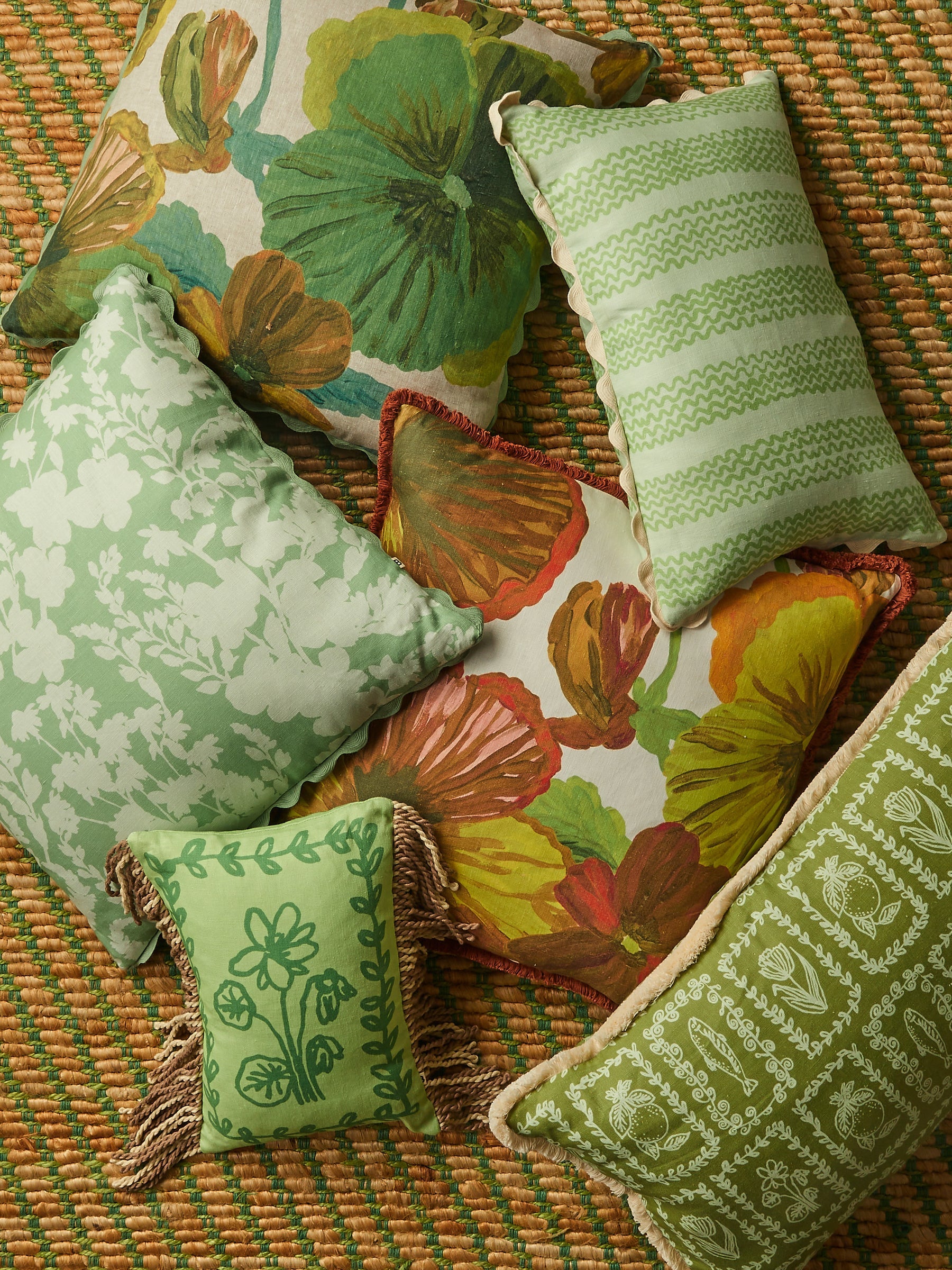 MINI WAVES MINT LINEN CUSHION - 60cm x 40cm from Bonnie and Neil