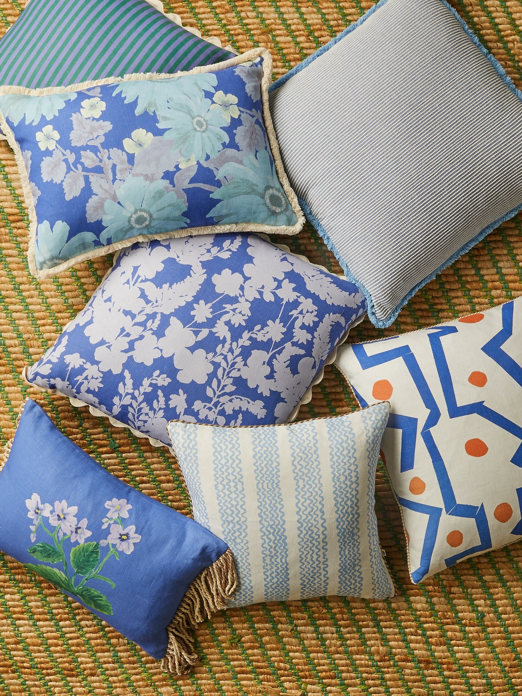 MINI WAVES SOFT BLUE LINEN CUSHION - 50cm from Bonnie and Neil