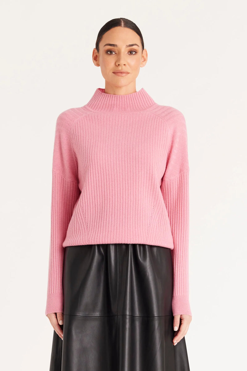 CASHMERE RIB JUMPER in Rose from Cable Melbourne