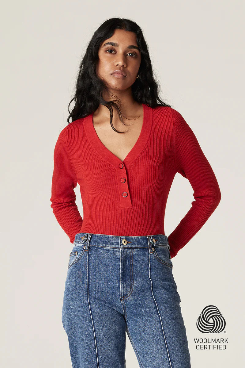 Cable Melbourne ELSA MERINO JUMPER in Tomato Red