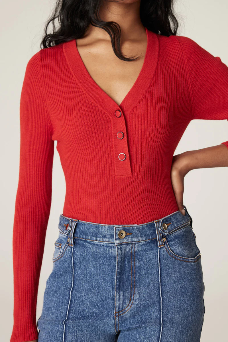 Cable Melbourne ELSA MERINO JUMPER in Tomato Red